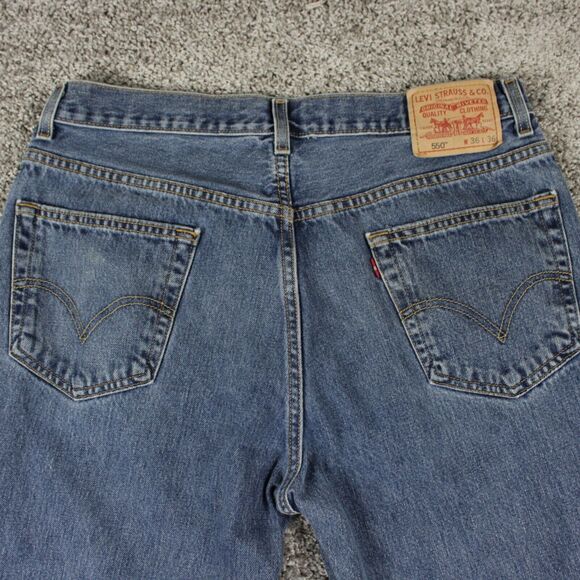 Levis 550 Relaxed Fit Jeans Mens 36x36 Medium Wash Hemmed (35x28) READ - Picture 10 of 13